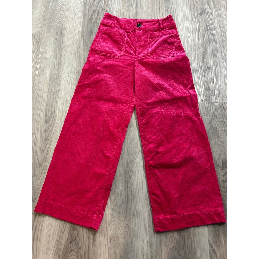 Maeve Womens The Colette Wide Leg Corduroy Pants 27 Pink High Rise Cropped Pants